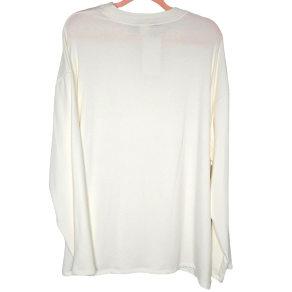 BACON LETTUCE TOMATO CREW TUNIC TOP, IVORY W/COLORFUL LETTERS, SIZE LARGE, NWT - Picture 2 of 7